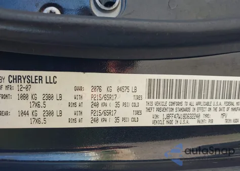 2008 Jeep Compass Sport z USA, uszkodzony, nr VIN 1J8FF47W18D632240